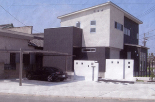 建物に合わせたモダンな駐車場まわり|津市 建物に合わせたモダンな駐車場まわり|津市